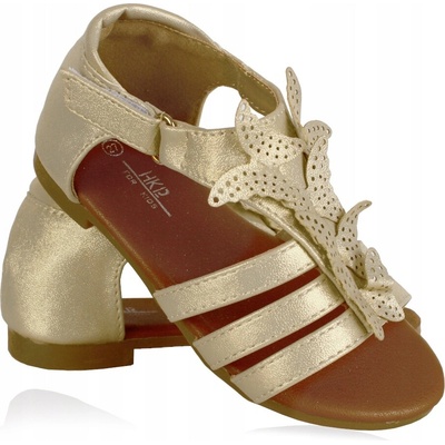 Sandále s jemným leskom ľahké motýliky na suchý zips zlaté