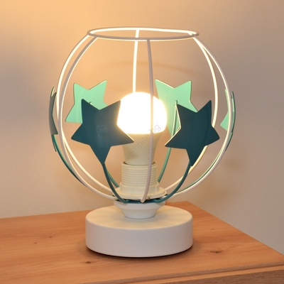 Helam Детска настолна лампа STARS 1xE27/15W/230V тюркоаз/бял (HE1693)