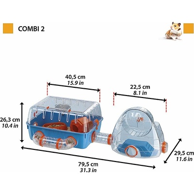 Ferplast Klietka Combi 2.2 pre škrečka s výbavou 79,5 x 29,5 x 26,3 cm