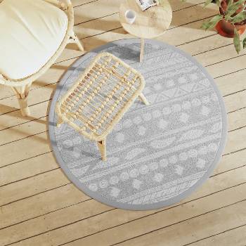 Image 1 of vidaXL Килим за открито, ARAKIL сив, Ø120 см, PP (368530)