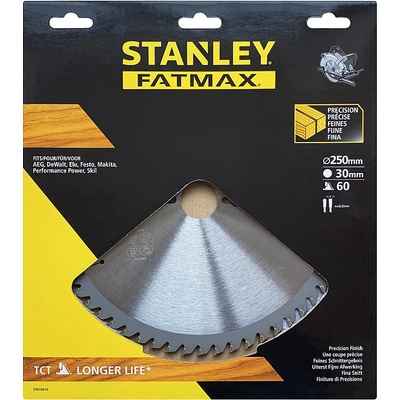 Stanley 15610 Pilový kotouč TCT/HM brousitelný pro příčné řezy 250 x 30 mm, 60 zubů