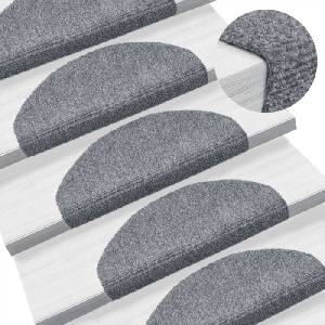 vidaXL Изтривалки за стълби, самозалепващи се, 10 бр. , 65x21x4 см, светлосиви, полукръгли, големи