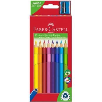Faber-Castell Цветни моливи Triangular Jumbo, 10 цвята, с вк (1015120125)