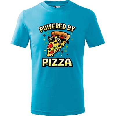 Handel detské tričko Powered by Pizza tyrkysová