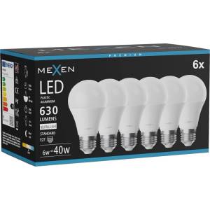 Mexen Nova 6x LED крушка E27, A60, 6W, Неутрална - 4000K, 630 lm - L100-E27-0640-01x06 (L100-E27-0640-01x06)