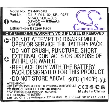 Image 1 of Cameron sino Батерия за фотоапарат FUJI NP40 Li-Ion 3.7V, 700MAH, Cameron Sino (CS-NP40FU)