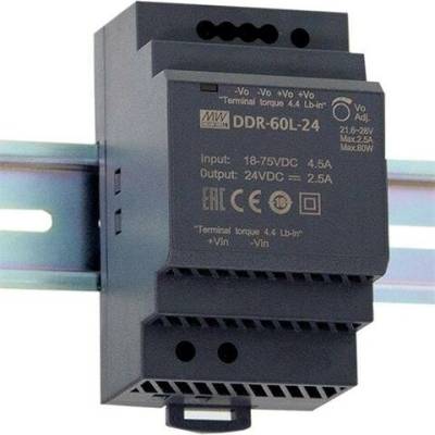 MeanWell DDR-60L-12, DC/DC menič, 12V, 5A, 60W, DIN