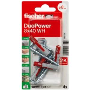 FISHER ДЮБЕЛ fischer 535001 duopower ф8х40мм Г-ОБРАЗНА КУКА 4бр (535001)