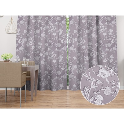 Biante Dekoračný záves PM-045 Zámocké kvety na pastelovo fialovom 145x140 cm