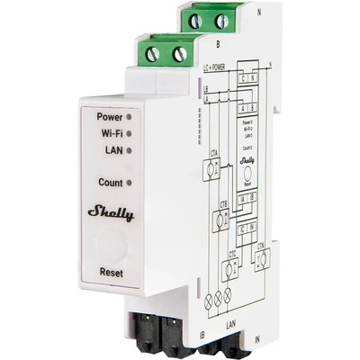 Shelly Pro 3EM Matter trojfázový elektromer 120 A na DIN lištu
