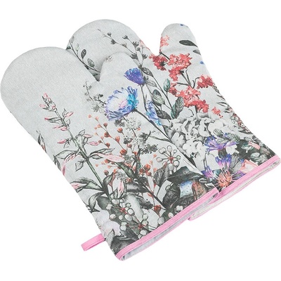 Bellatex Grilovacia rukavica Kvietky fialová sivá 22 x 46 cm