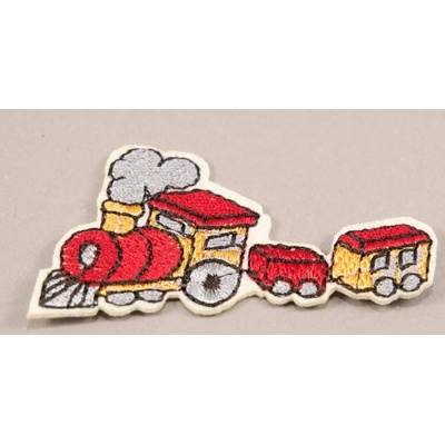 Nažehľovacia záplata - vláčik s vagónikom - rozmer 6 cm x 3,4 cm - zelená, červená, modrá červená_CEZ2494