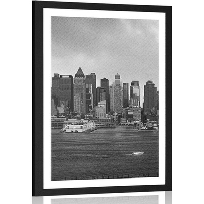 Plakát s paspartou jedinečný New York v černobílém provedení - 30x45 no frame