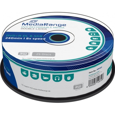 MediaRange DVD+R 8,5GB 8x, spindle, 25ks (MR469)