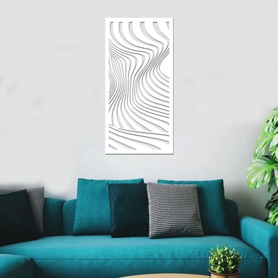 dřevo života Dřevěný dekorační panel VLNKY Rozměry (cm): 50x95, Zvolte barvu dekoru: Bílá