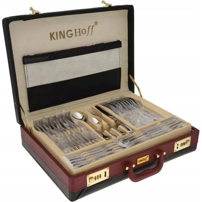 Kinghoff Комплект прибори за хранене Kinghoff KH 3504, 72 части, За 12 човека, Куфар, Неръждаема стомана, Сребрист (9999KH3504)