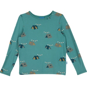 Finkid Детска блуза с дълъг ръкав Finkid Kid's Juhannus Sun Longsleeve - Deep Jungle - размер 110/120 (704-5779-0214)