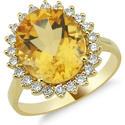 Lillian Vassago Zlatý prsten s citrínem a diamanty LLV11 R5651 01 CIT