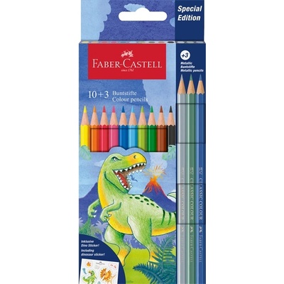 Faber-Castell Динозавър Комплект от 10+3 шестоъгълни цветни молива FC111213 (FC111213)