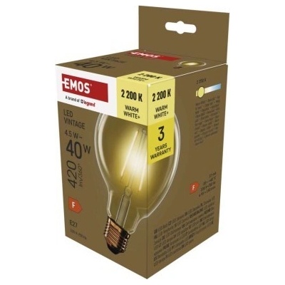 Emos LED VNT G95 4,5W(40W) 420lm E27 WW+