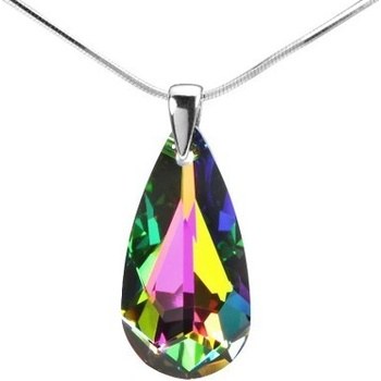 SILVEGO Strieborný prívesok Kvapka 24mm zelená so Swarovski® Crystals LSW010P