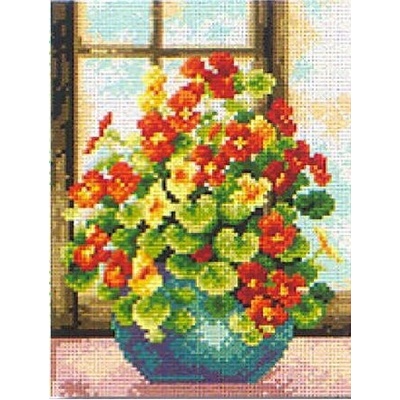Vyšívací předloha 18x24 Květy červené