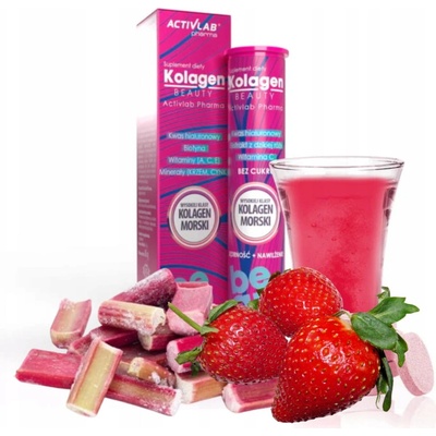Activlab Collagen Beauty jahoda rebarbora 20 šumivých tablet