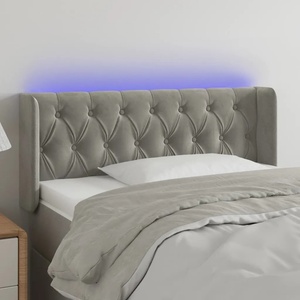 vidaXL LED горна табла за легло, светлосива, 103x16x78/88 см, кадифе (3123614)
