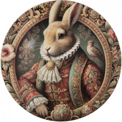 Servírovací umělý talíř Victorian Gentleman Rabbit L - Ø 40*1 cm - Clayre & Eef