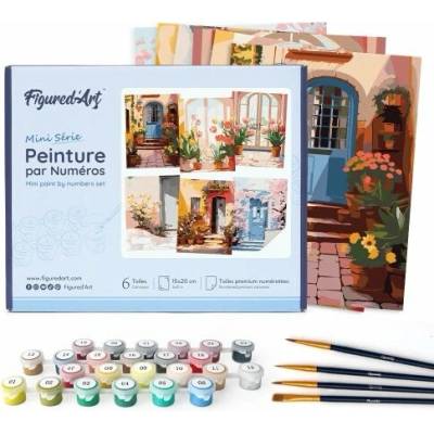 Figured Art Mini Malování Podle Čísel Evropská Architektura S Květinami 15 x 20 cm 6 Obrázků Bez Rámu