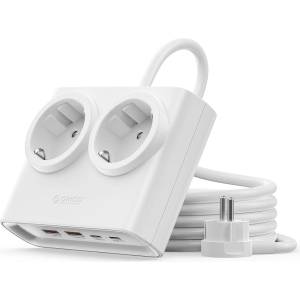 ORICO PDC25 25W 6в1 Разклонител 2x AC + 2x USB-A + 2x USB-C - Бял (ORICO-PDC25-2A2U2C-EU-WH-EP)