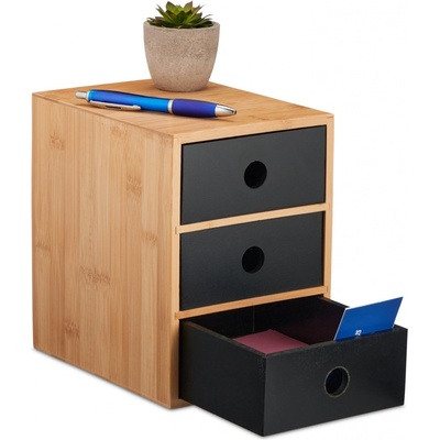 Organizér na písacie potreby s 3 zásuvkami RD48006, čierny
