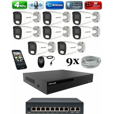 Amiko IP 8 kamerový set so switchom 4Mpix Tube 1401K8V2