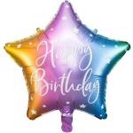 Party Deco Фолиев Балон Звезда "Happy Birthday", Преливащи се Цветове (FB93-000)