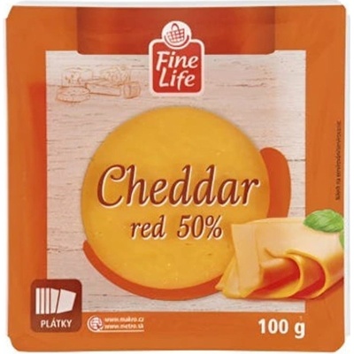 Fine Life Cheddar Red 50% plátky 100 g