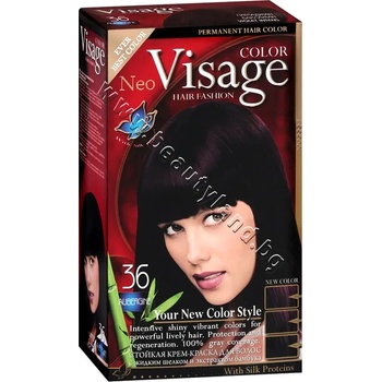 Боя за коса Visage Fashion Permanent Hair Color, 36 Aubergine, p/n VI-206036 - Трайна крем-боя за коса, патладжан (VI-206036)
