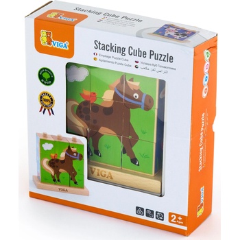 Image 1 of Viga Toys Образователен пъзел с кубчета Viga - Домашни животни, 9 части (50833)