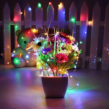 ISO 11393 Vianočný svietiaci struny Solárne 100 LED multicolor 12m