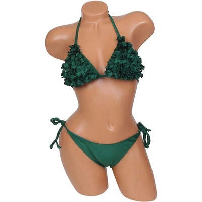 Дамски бански в зелено с ефектни 3d цветя