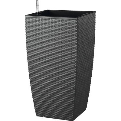 Lafiora Samozavlažovací kvetináč umelý ratan 31 x 31 x 57 cm antracit