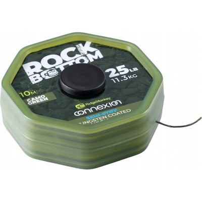 RidgeMonkey šňůra RM-Tec Rock Bottom Tungsten Coated Semi Stiff 25lbs 10m Camo Green
