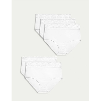 Marks & Spencer Комплект от пет дамски чинота с дантелени детайли в бяло Marks & Spencer Marks & Spencer | Byal | ЖЕНИ | S