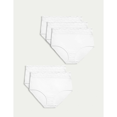 Marks & Spencer Комплект от пет дамски чинота с дантелени детайли в бяло Marks & Spencer Marks & Spencer | Byal | ЖЕНИ | S