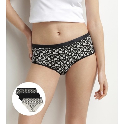 DIM LES POCKETS COTTON BOXER 3x DI004C20 čierna biela