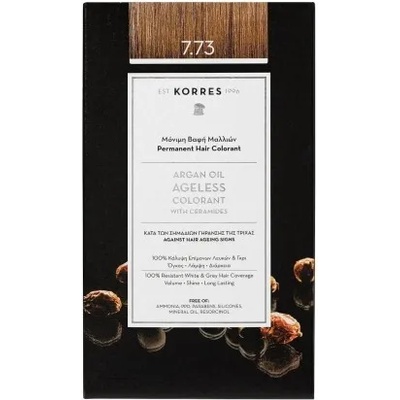 KORRES Нова трайна боя за бели коси с Арган & Серамиди Златно мока , Korres Argan Oil Ageless Colorant 50ml 7.73 Golden Mocha Hair Colorant For White Hair