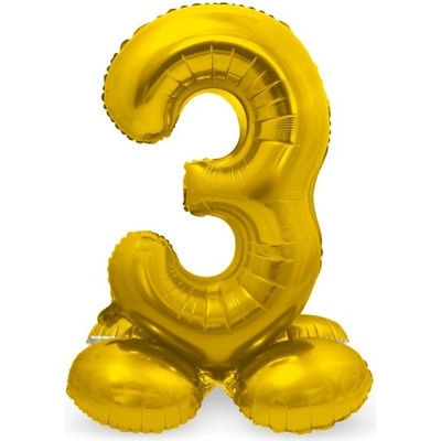 Folat Balónek fóliový číslo 3 na podstavci zlaté 72 cm