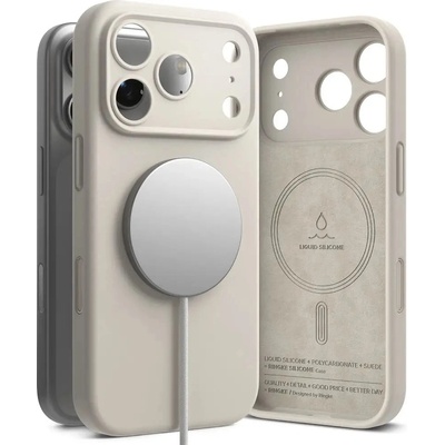 Ringke Силиконов магнитен калъф Ringke MagSafe за iPhone 17 Pro - бежов (8800328811164)