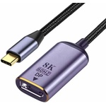 DeTech Преходник DeTech, USB C(м) към DP(м), 8K, 60Hz, сив (DF17840)