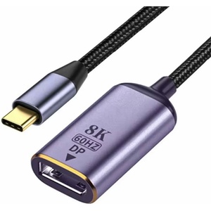 DeTech Преходник DeTech, USB C(м) към DP(м), 8K, 60Hz, сив (DF17840)