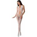 Passion BS065 biely vzorovaný bodystocking